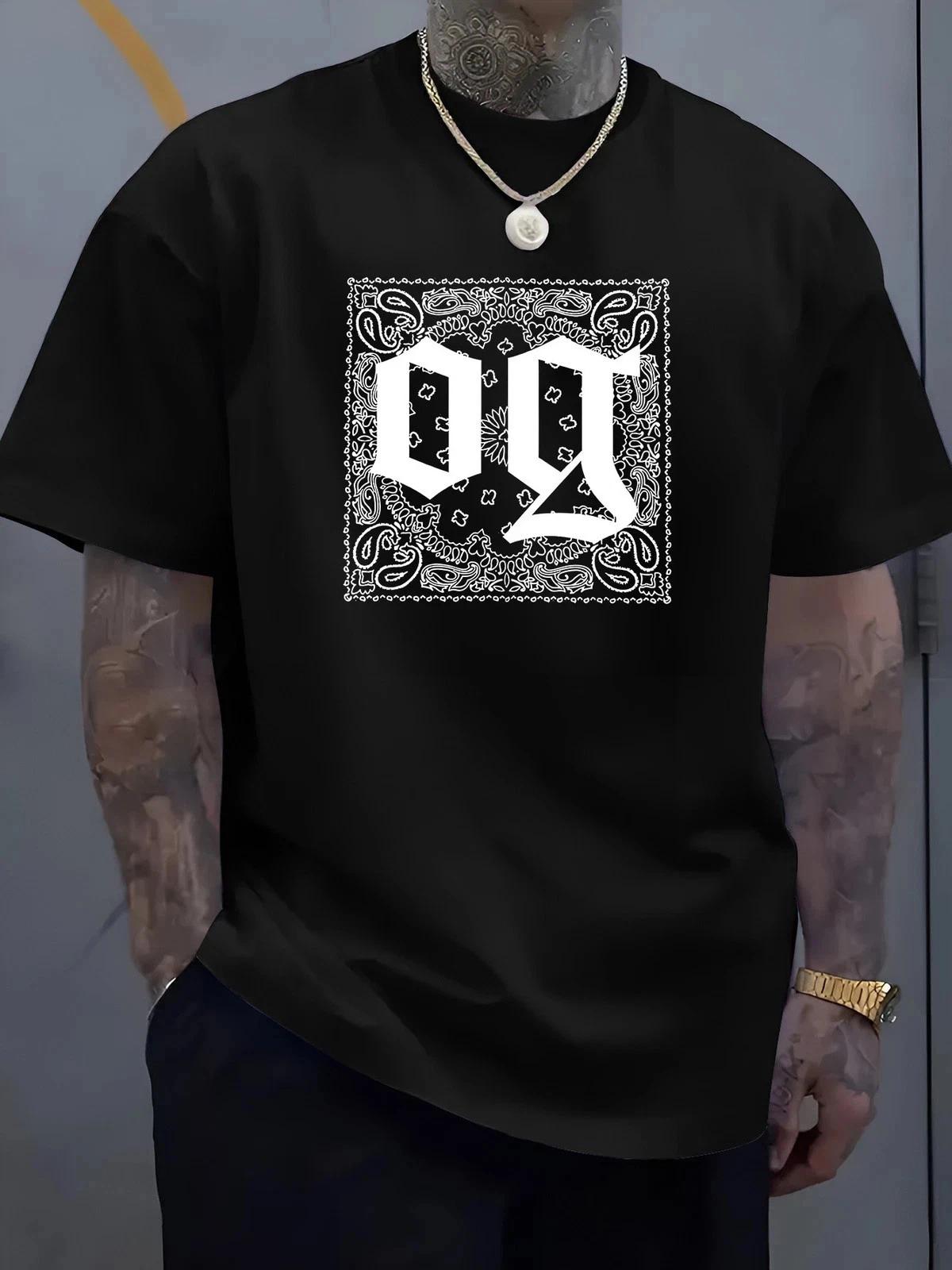 

Men s OG Bandana Graphic T-Shirt Streetwear Casual Crew Neck Tee S