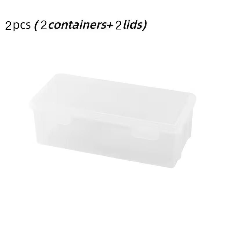 2Pcs/Large Capacity Transparent Stationery Storage Box Desktop Rectangular Plastic Pencil and Colored Pencil Storage Box