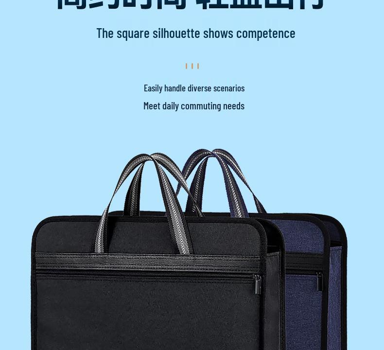 Oxford Cloth Business Briefcase: Large Zippered File & Computer Storage Bag