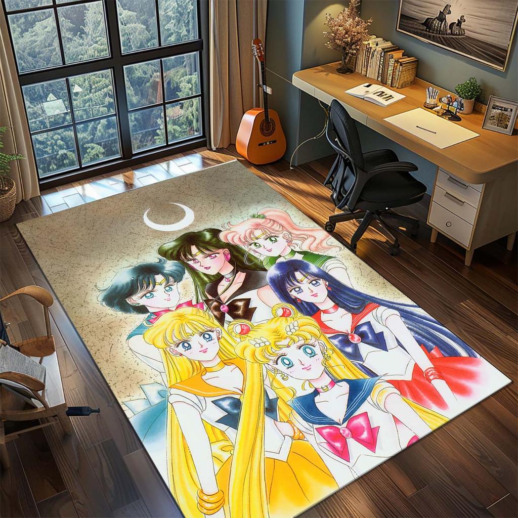 Sailor Moon Anime Teppich Großer Teppich Rutschfeste Waschbare Fußmatte Gamer Zimmer Schlafzimmer Heimdekoration -QJY