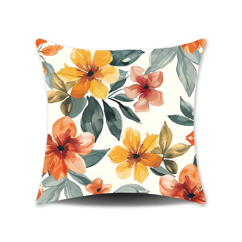 Natural Floral Print Throw Pillow Cover - Spring Design for Sofa, Bedroom, or Gift