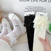 Lace Bow Socks for Women Spring and Summer, Thin Lolita Mid-calf White Ballet-style Mary Jane Pile Socks