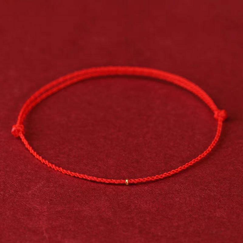 Gold 999 Five Blessings Peace Buckle Bracelet with Good Luck Bead & Zodiac Charm On Red String - Perfect Gift for Girlfriend