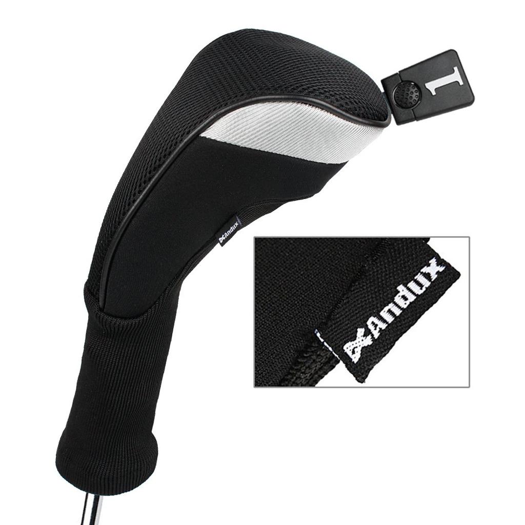 Andux Golf Club Headcovers, Set of 4, for Wood Drivers, 460cc Compatible, MT/MG30 (Black)