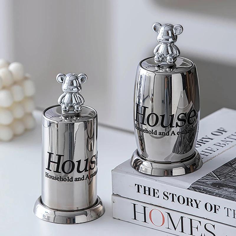 Home Light Luxury Bear Toothpick Holder Stainless Steel Hotel Personalized Creativity High Appearance Level Toothpick Box