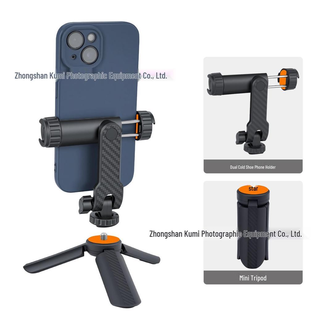 Multifunctional Phone Holder: Dual-Mount, 360° Rotation, Live Broadcast, Horizontal/Vertical Shooting.