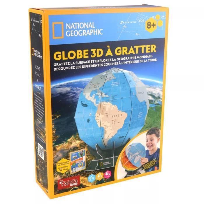 Puzzle 3D Globe Terrestre - Maquette à Gratter - Bleu - Pour Enfants à Partir de 8 Ans - Sans Colle ni Outils