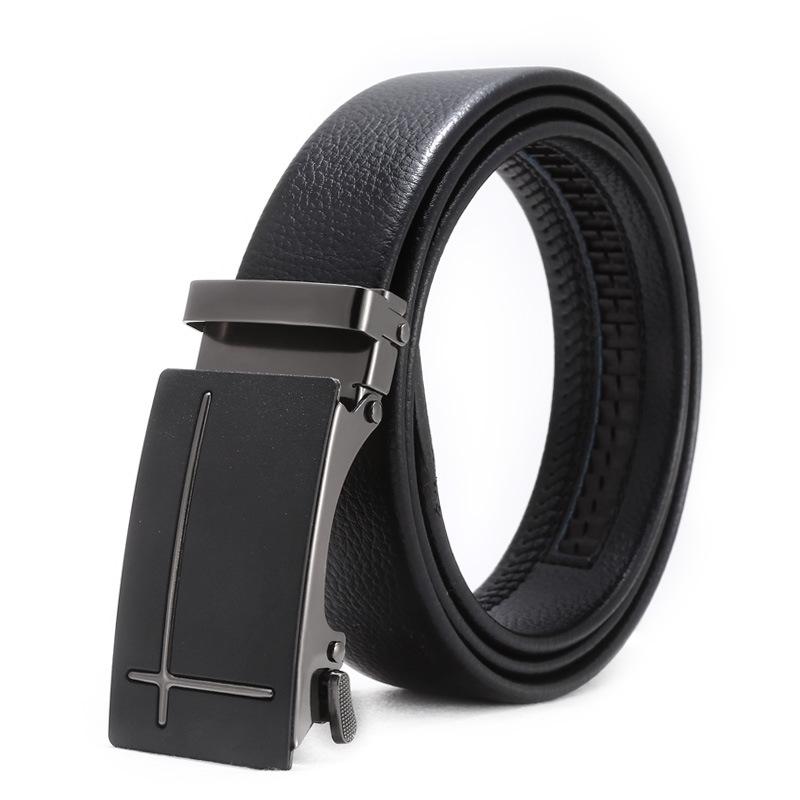 Men'S Belt No Standard Casual Belt Foreign Trade Youth Simple Automatic Buckle Imitation Leather Iron Buckle Belt