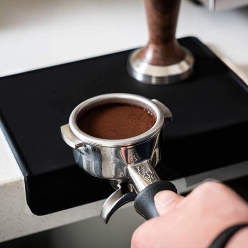 Watchget Tamper Mat, Coffee Tamper Mat, Extra Thick Tamping Mat, Heat-Resistant Espresso Mat, Silicone, Protects Tables and Holders, Black