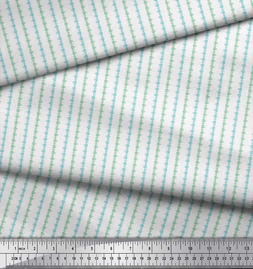 Soimoi Japan Crepe Satin Fabric Triangle Shirting Printed Craft Fabric by the Metre 42 Inch