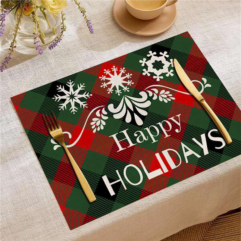 New Year Christmas Table Mat Print: Simple Home Tablecloth Placemat and Decoration