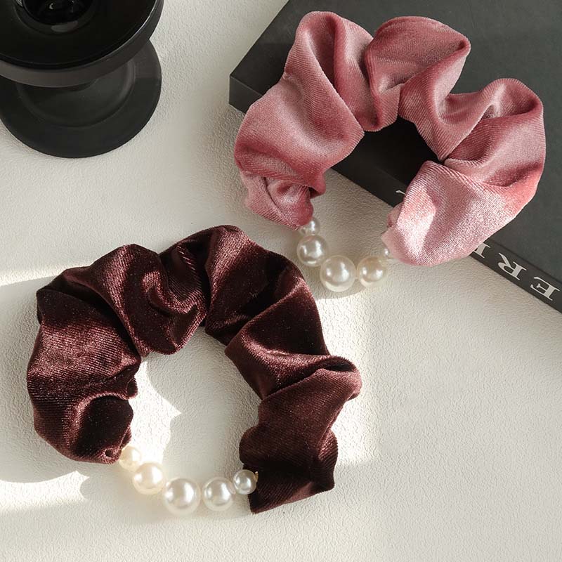 Eleganter Korallfleece Perlen Haarband Für Frauen Mädchen Haargummi Süßer Haarschmuck Scrunchie Haarband Mode Haaraccessoires