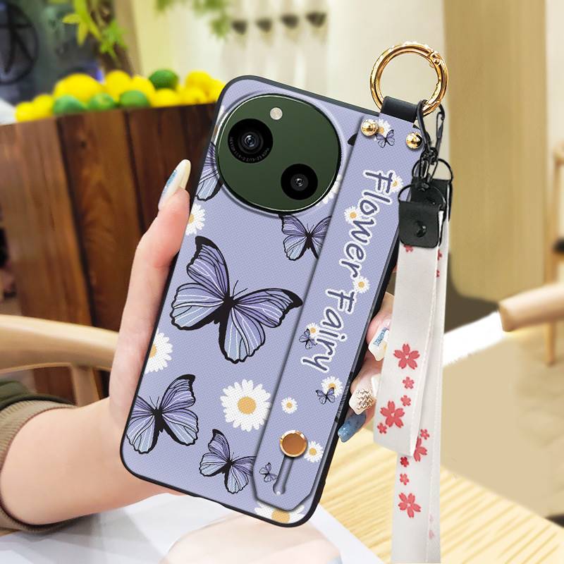Wrist Strap Waterproof Phone Case For Sharp Aquos R9/SH-51E Oil Painting Anti-knock Ring Durable Kickstand Soft case