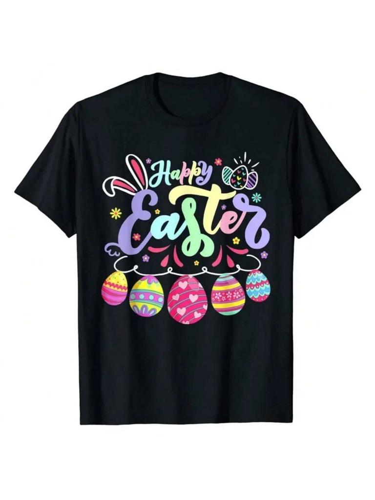 Short Sleeve Blouses Graphic Tee Tops Gnome Bunnies Apparel Happy Easter Bunny Spring Easter Egg Hunt Easter T-Shirt Harajuku