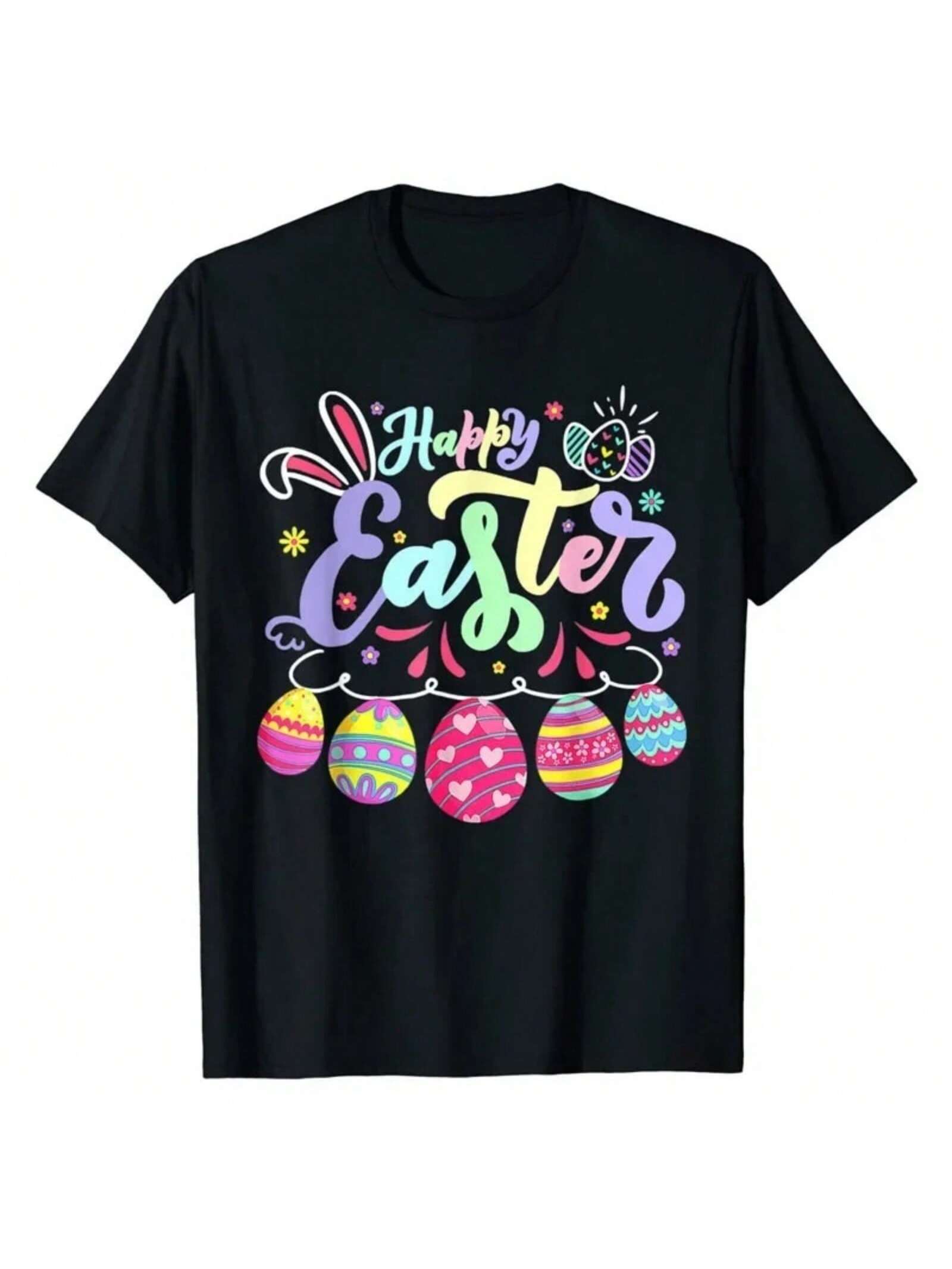 Short Sleeve Blouses Graphic Tee Tops Gnome Bunnies Apparel Happy Easter Bunny Spring Easter Egg Hunt Easter T-Shirt Harajuku S разноцветный