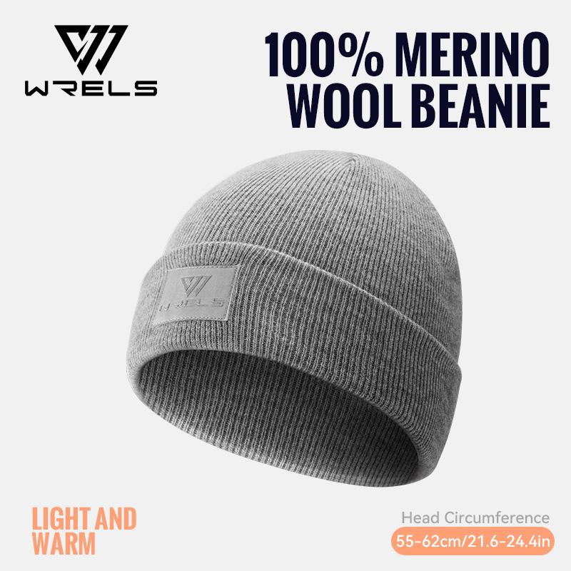 WRELS Solid Unisex Beanie Autumn Winter Wool Blends Casual Warm Winter Hat Watch Cap Merino Wool Hat Lightweight Thermal Hat серый