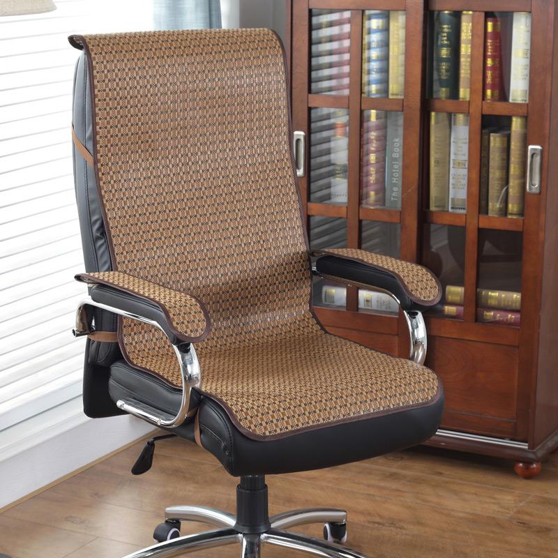 Summer Mat Seat Cushion and Backrest Integrated, Office Computer Chair Breathable Bamboo Seat Cushion Boss Backrest Cool Cushion