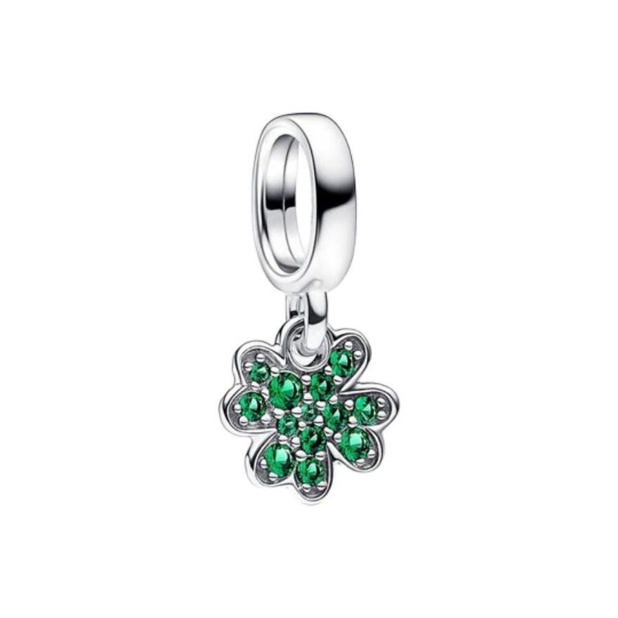 Pandora Four Leaf Clover Shaped Silver Pendant Women jewelry Green 792751C01 Box
