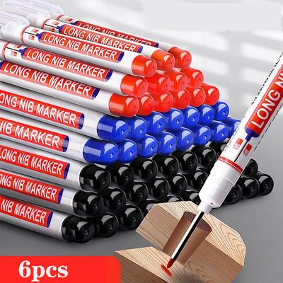 6 Teile/satz 20mm Tiefe Loch Lange Spitze Kopf Marker Für Metall Perforieren Stift Wasserdicht Bad Holzbearbeitung Dekoration Multi-zweck