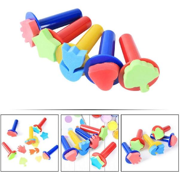 Heart Stamp 5pcs Painting Foam Painting Stamper Heart Flower Star Tree Shaped Drawing Brush Finger Paint Stamper for DIY Craft Sponge Paint for