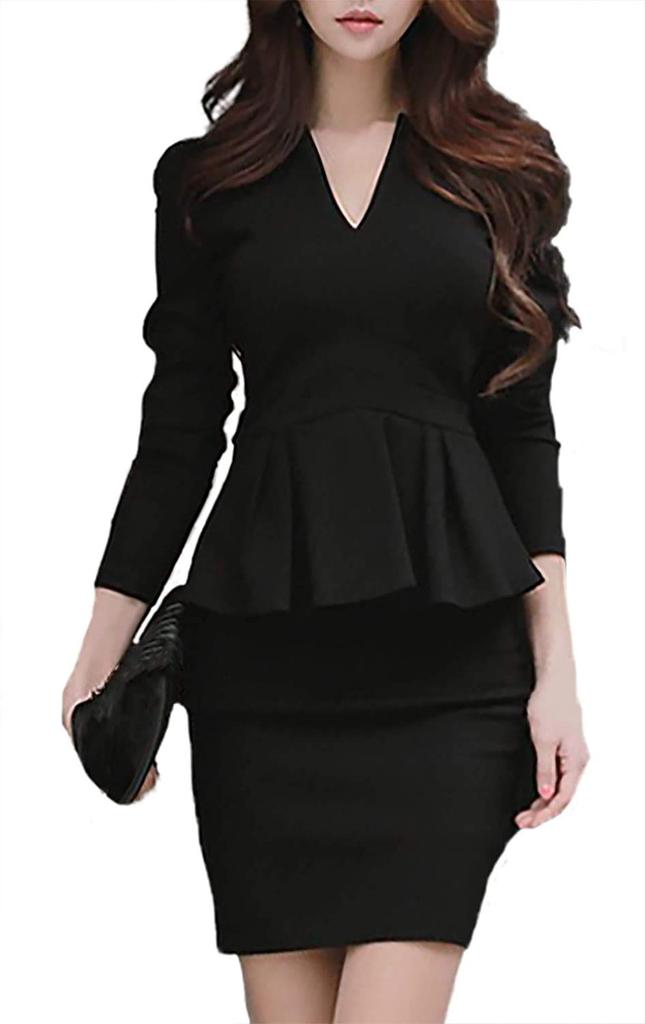 Long Sleeve Mini Black Tight Mini Bodycon Mini Beautiful Black Stylish Mature Mini Skirt Cabaret Slim Korean Korean Cabaret XXL [RODRY MICHE] No.8