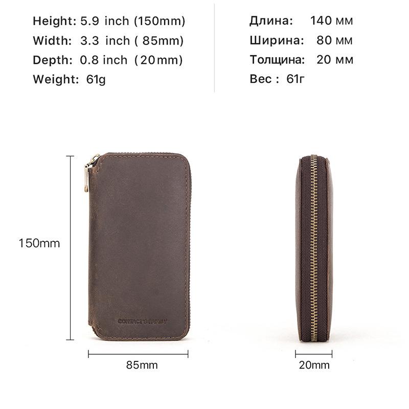 CONTACTS FAMILY Estojo de Relógio com Zíper em Couro Vintage Crazy Horse