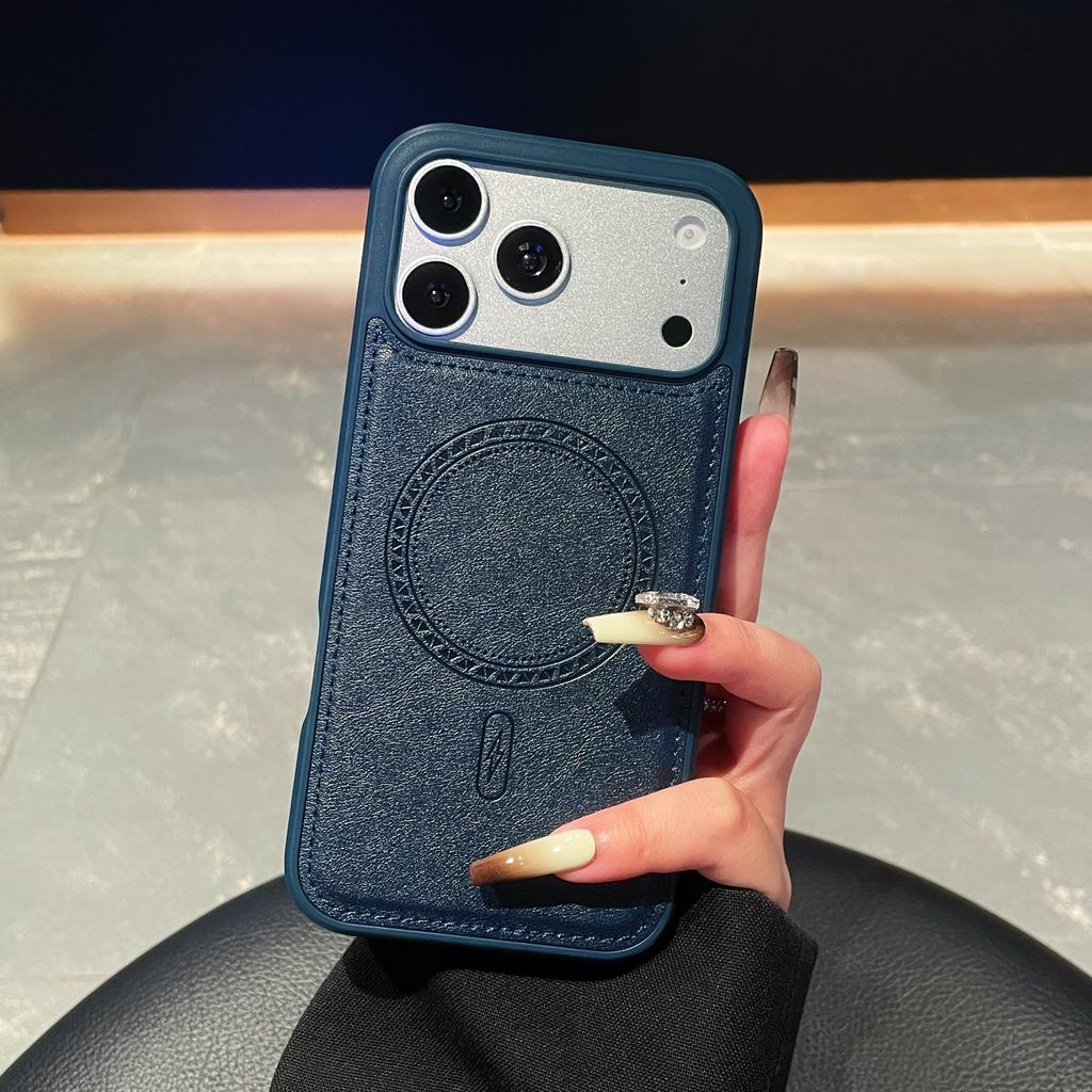 Vintage PU Leather For Magsafe Phone Case For iPhone 17 Air16 15 14 13 12 Pro Max 11 XR Soft Shockproof Bumper Business Cover