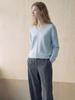 STAY WITH ME Whole Garment V-Neck Wool Knit_Sky Blue
