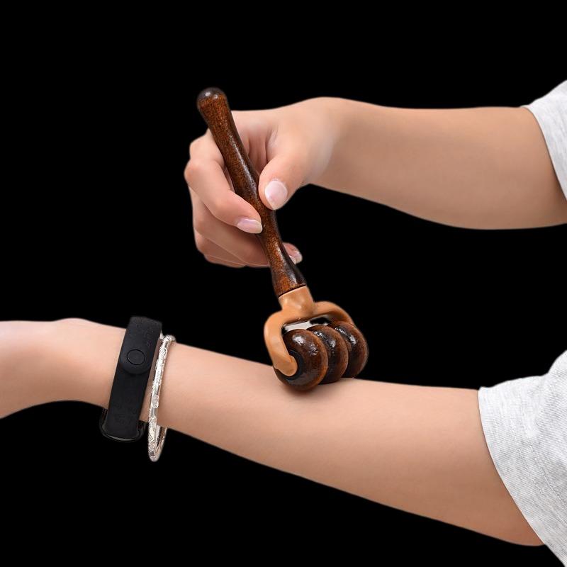 Wooden Massage Roller Handheld Muscle Relief For Neck, Shoulders, Head Promotes Circulation Home & Office Use Professional Grade