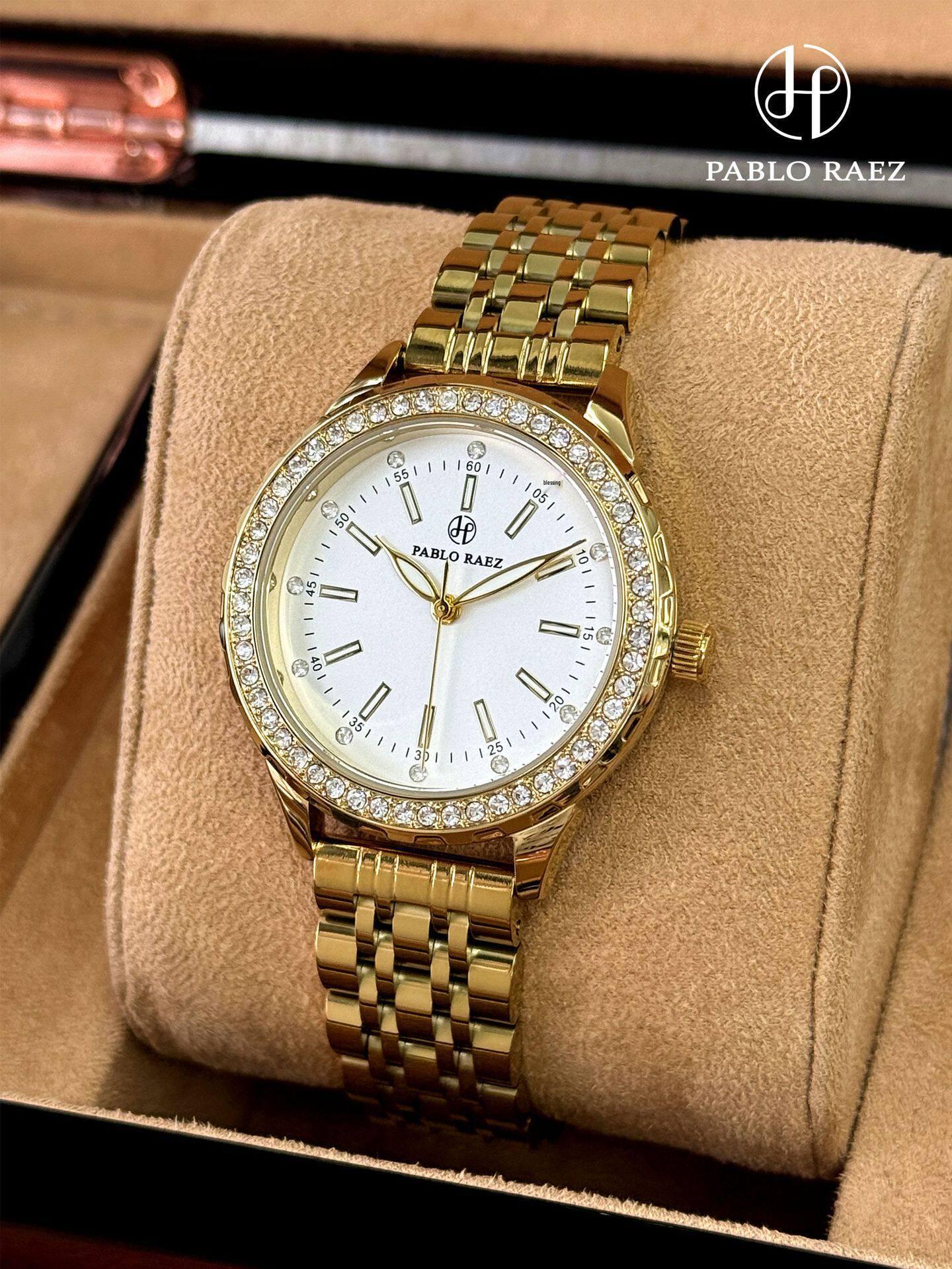 Women s Luxurious Rhinestone Waterproof Watch золотой