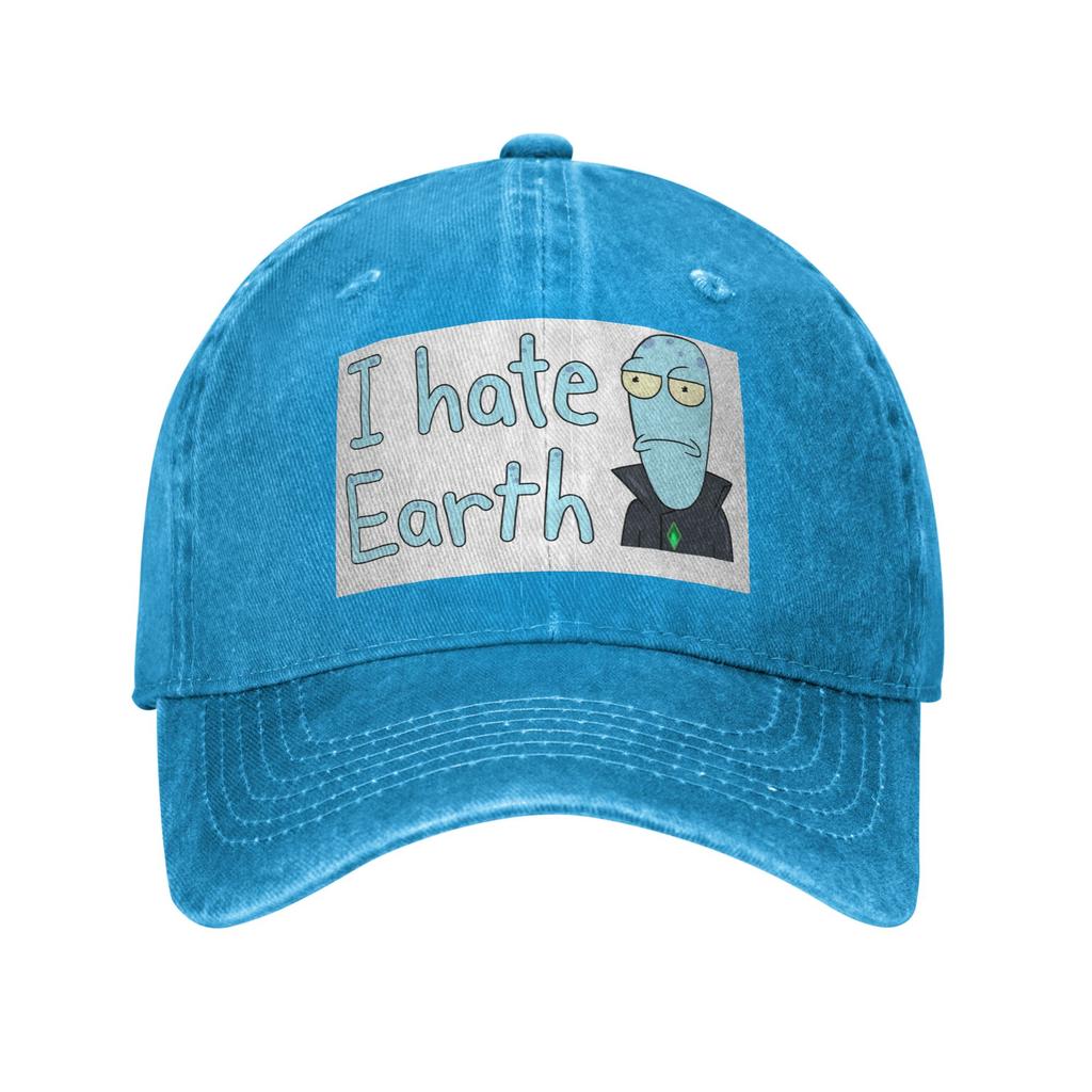 Korvo I Hate Earth Solar Opposites Cartoon Washed Denim Cap Casual Baseball Caps Adjustable Hat Summer Unisex Baseball Hats