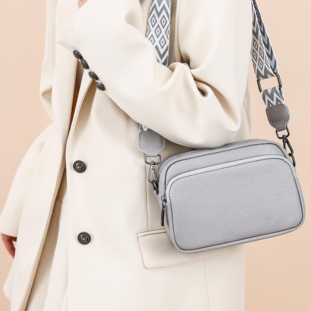 Genuine Leather Ladies Handbags Fashion Women Handbags Portable Solid Color Adjustable Strap Simple Casual for Weekend Vacation