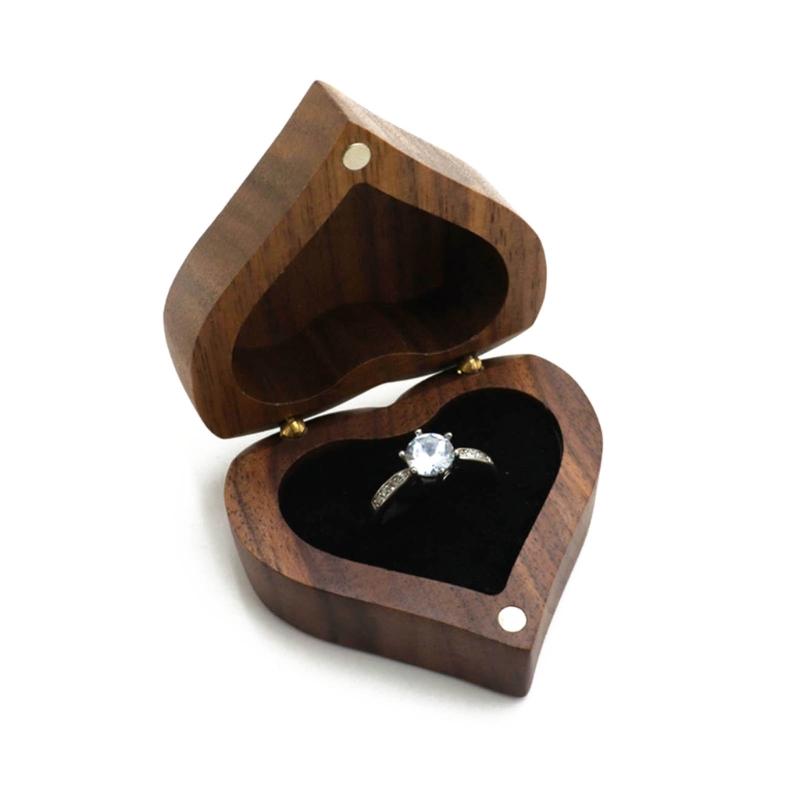 Vintage Wood Box Versatile Wedding Rings Box Charming Jewelry Presentation Box Wood Material Rings Accessories for Rings
