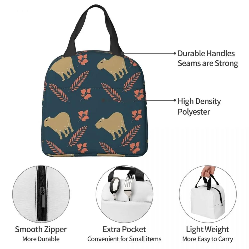 Capybara Animal Pattern Insulated Lunch Bag for Kids School Cooler Thermal Food Box Tote Leakproof Lunch Boxes Container