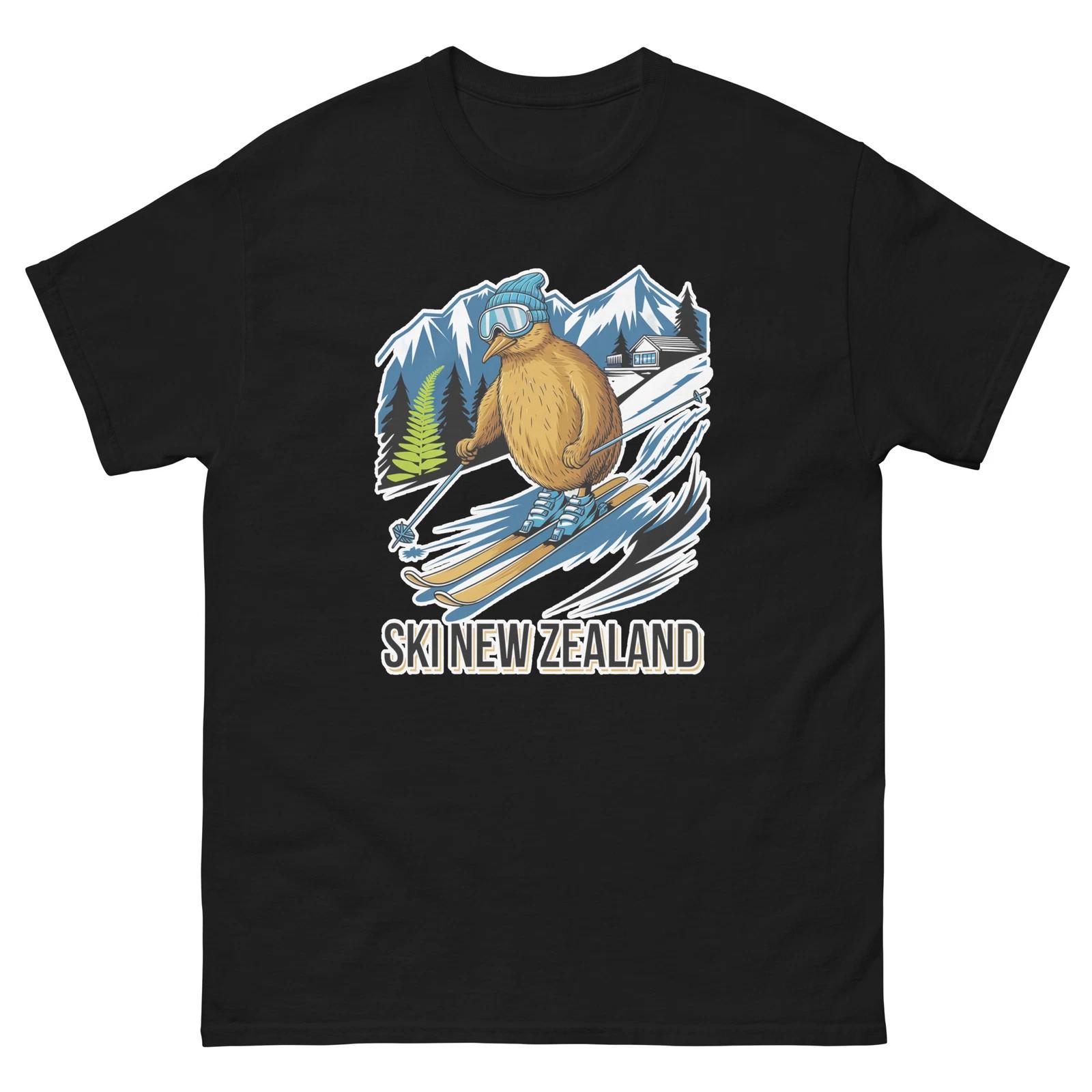 Ski New Zealand Kiwi Cute Animal Skiing T-Shirt S