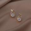 New Korean Xiaoxiang Style Zircon Cross Earrings, 925 Sterling Silver Needle, Elegant Women's Jewelry
