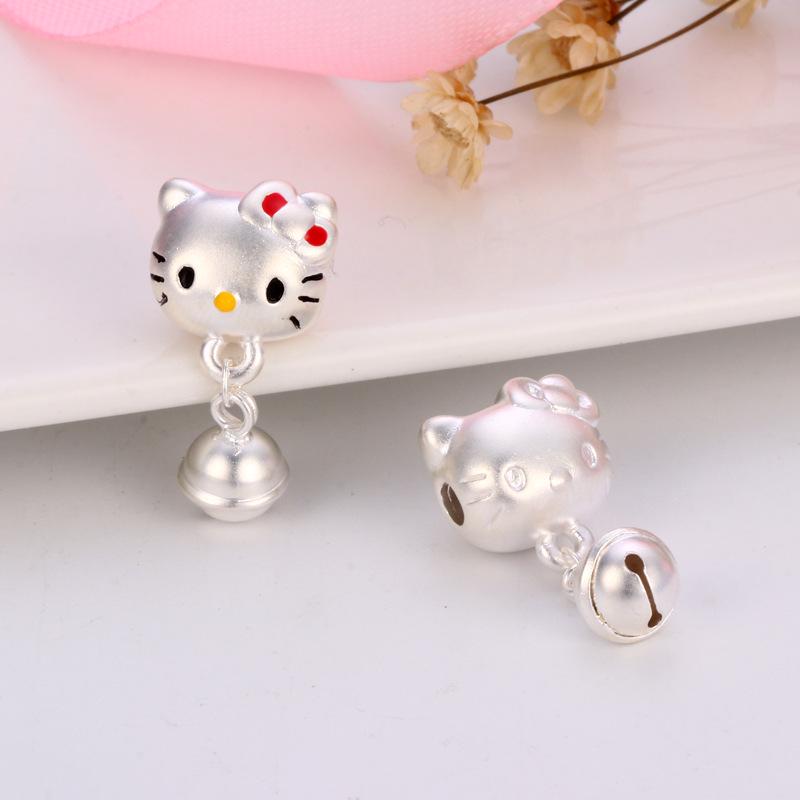 Sterling Silver Hello Kitty Bell Bracelet Accessories with Loose Beads