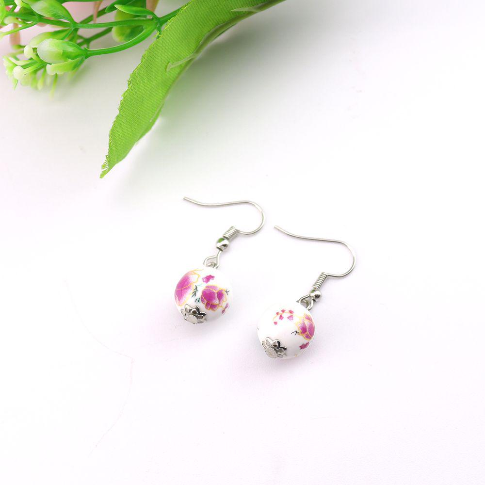 Handmade Blue & White Porcelain Ceramic Earrings, Chinese Ethnic Style