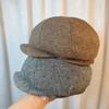 Neutral Old Money Style French Elegant Wool Blend Octagonal Cap Newsboy Cap The Oversized Design Makes the Face Look Smaller and Trendy