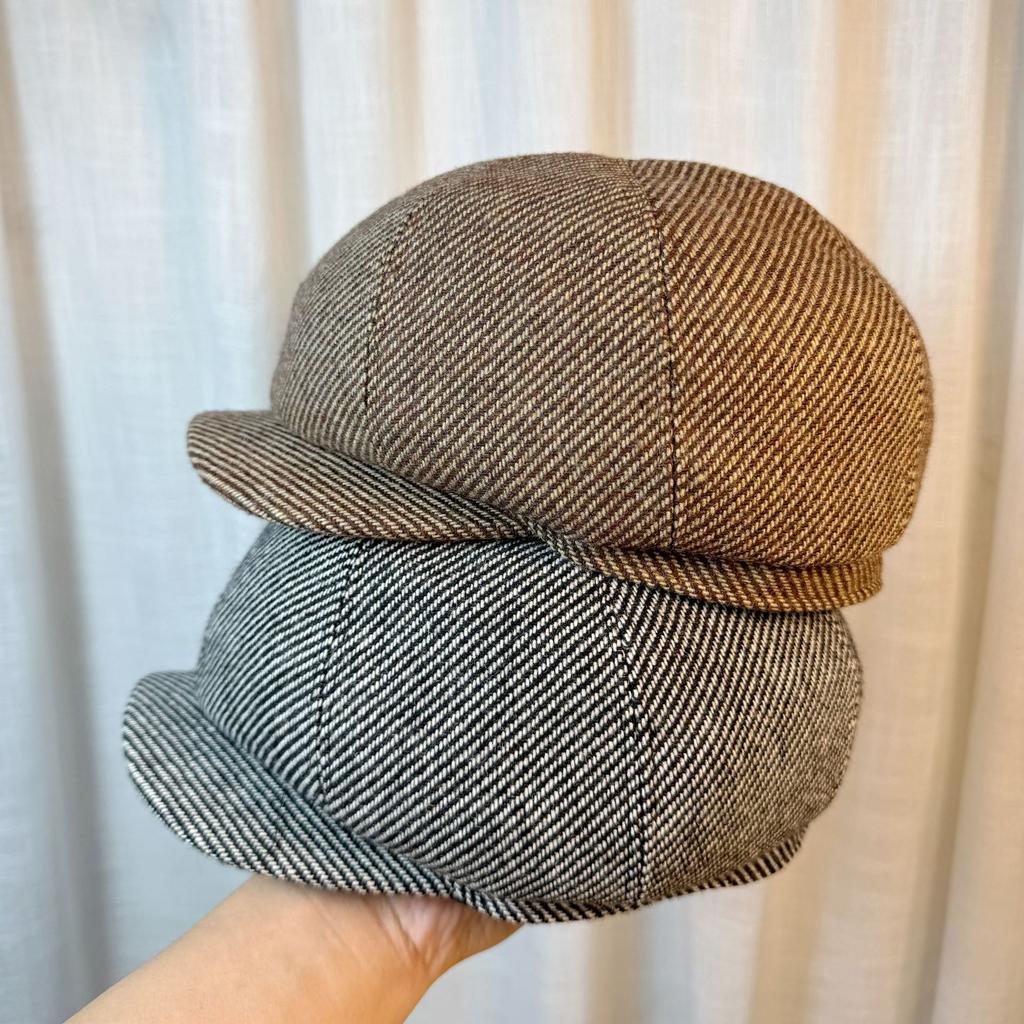 Neutral Old Money Style French Elegant Wool Blend Octagonal Cap Newsboy Cap The Oversized Design Makes the Face Look Smaller and Trendy