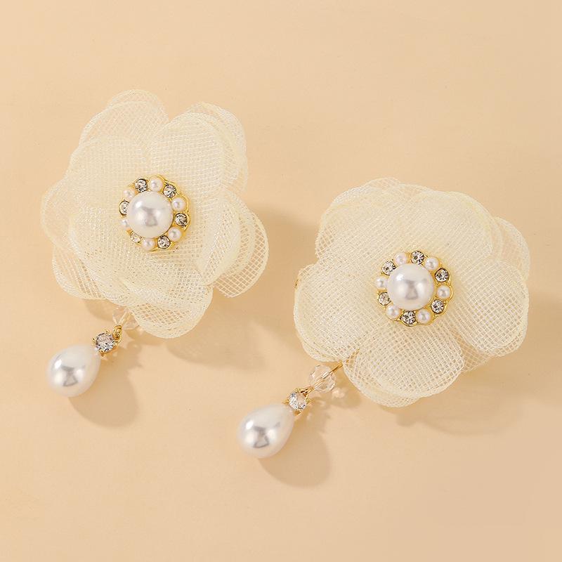 

Elegant Floral Lace Rhinestone Faux Pearl Earrings for Women