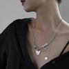 Kulomi cat reflective pearl splicing necklace female summer and autumn light luxury multi-layer neck chain hip-hop niche sweater chain