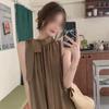 High-end temperament neck open shoulder strap dress women's summer elegant new sleeveless vest drape dress