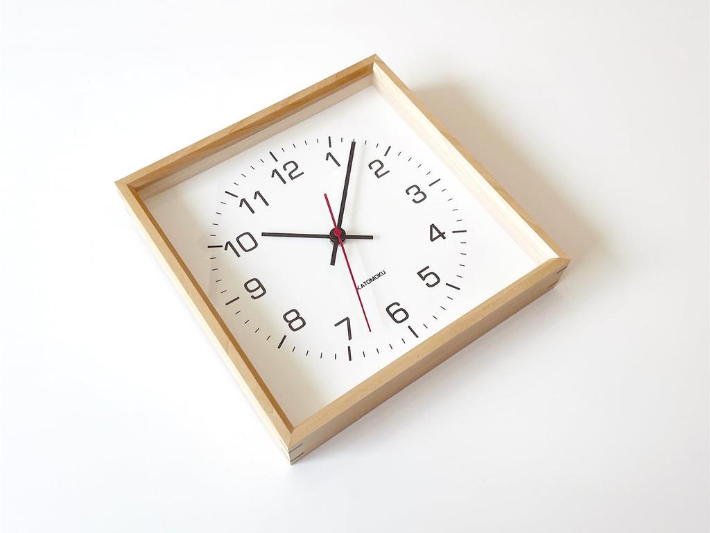 KATOMOKU Muku Square Clock 2 km-65HM H. Maple Wall Clock with Continuous Second Hand (quartz Clock)