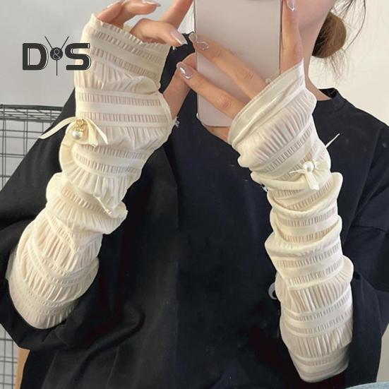 Manicotto da braccio in pizzo ultrasottile da donna Protezione solare UV Manicotto rinfrescante in rete Copertura senza dita in tulle Accessorio solare per ciclismo all'aperto guida