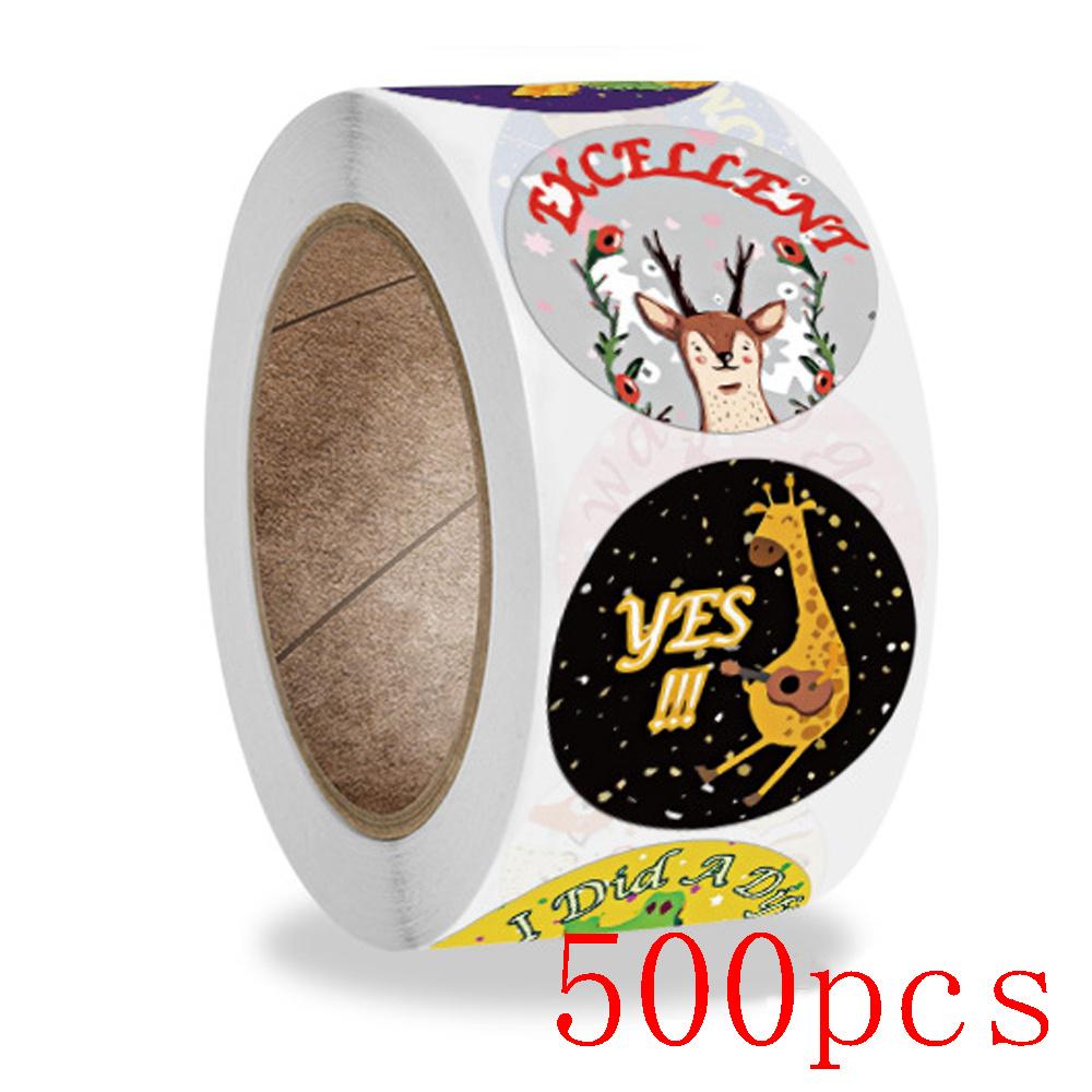 50-500Pcs English Animals Cartoon Stickers For Kids Toys Label School Teacher Reward Sticker 1Inch Pattern Motivational Sticker