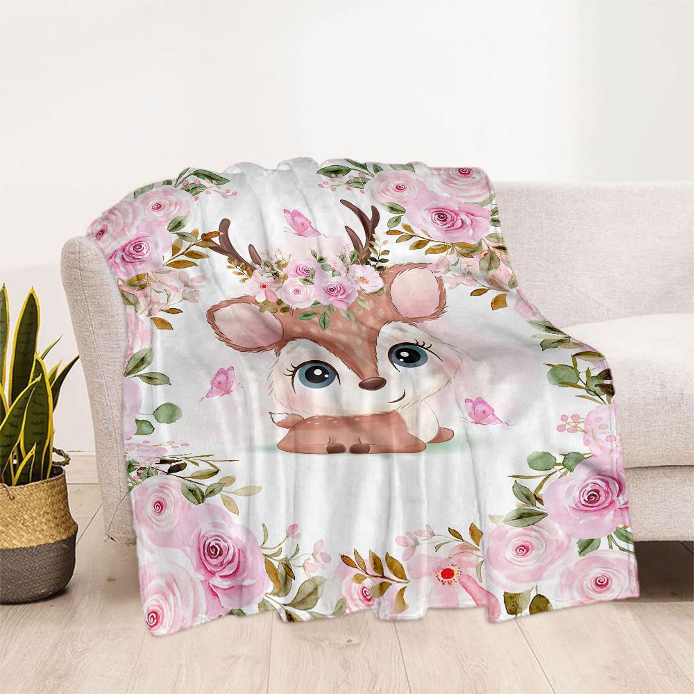 Baby Animals Floral Crown Blankets are suitable for living rooms,making them an ideal choice for outdoor travel and gifts.