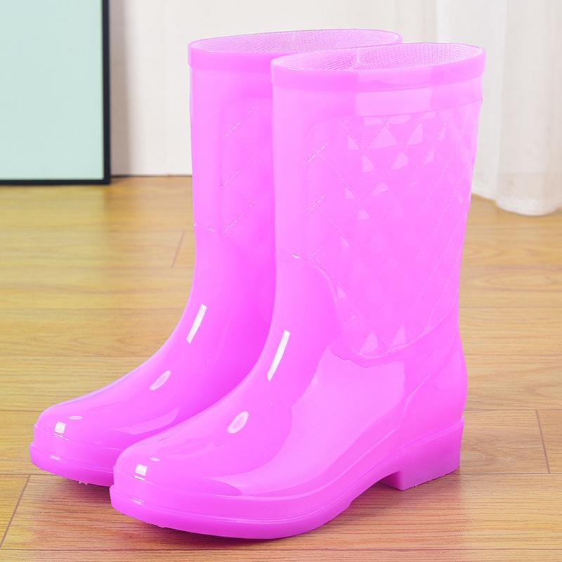 Jelly water boots tall waterproof shoes crystal rubber shoes non-slip cover shoes women's summer fashion rain shoes rain boots transparent thickened