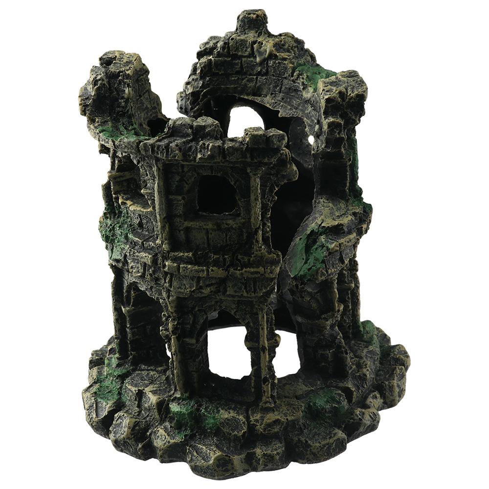 

European Castle Aquarium Decorations Resin Hideout Freshwater Roman Column Fish Tank