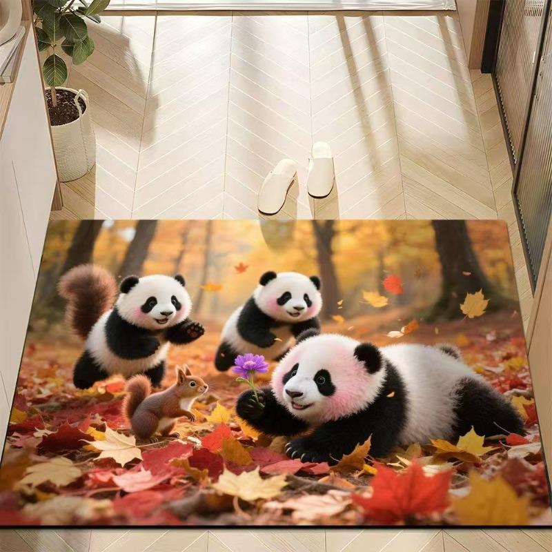 Cute Panda Diatomite Bath Mat - Super Absorbent Fast Dry Door Mat Anti-Slip Waterproof Floor Mat for Bathroom Kitchen Laundry Room